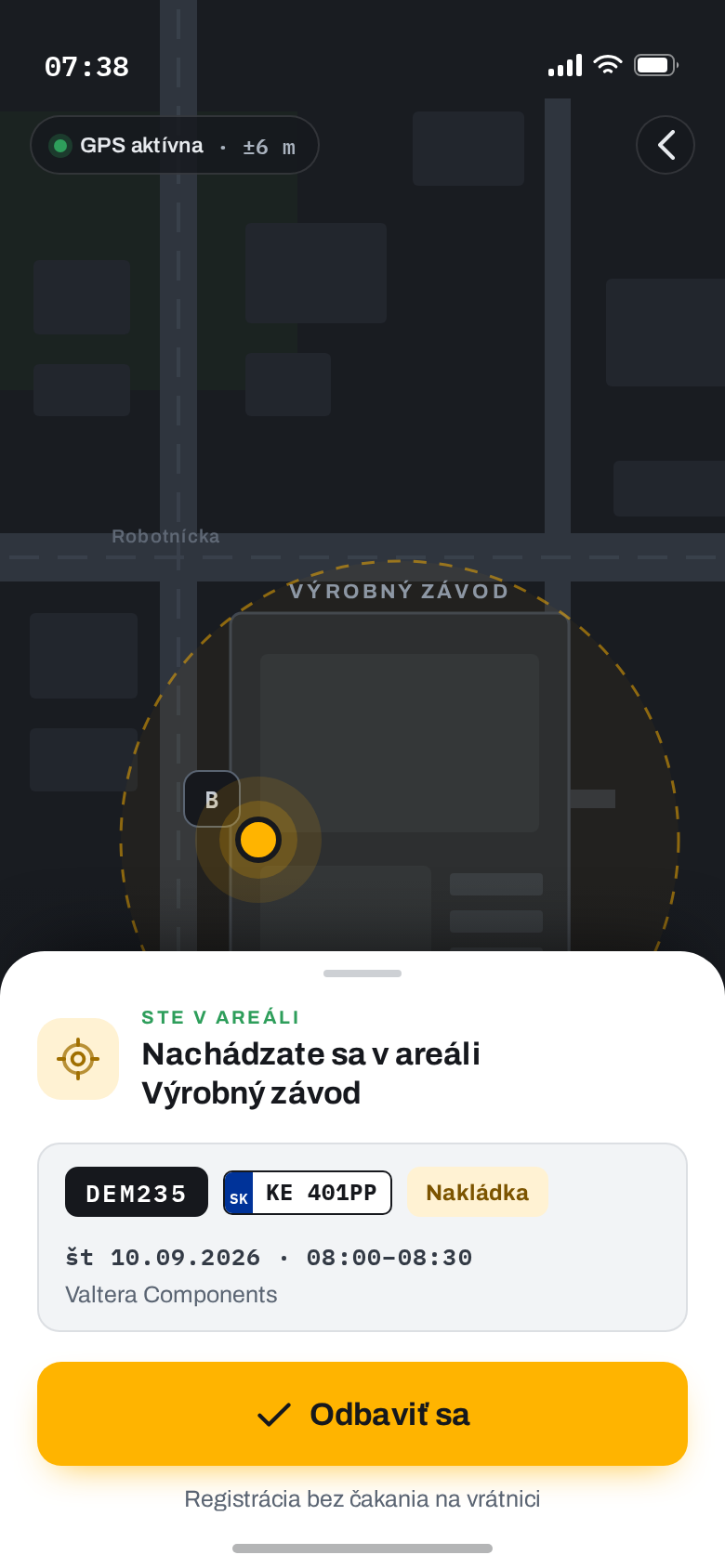 Príchod cez GPS