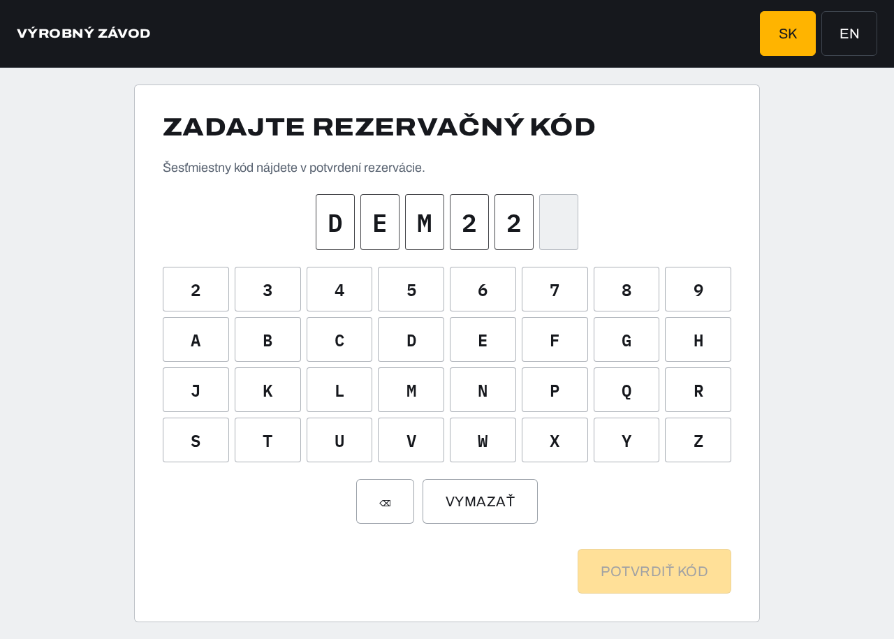 Kiosk: zadanie kódu na dotykovej obrazovke.